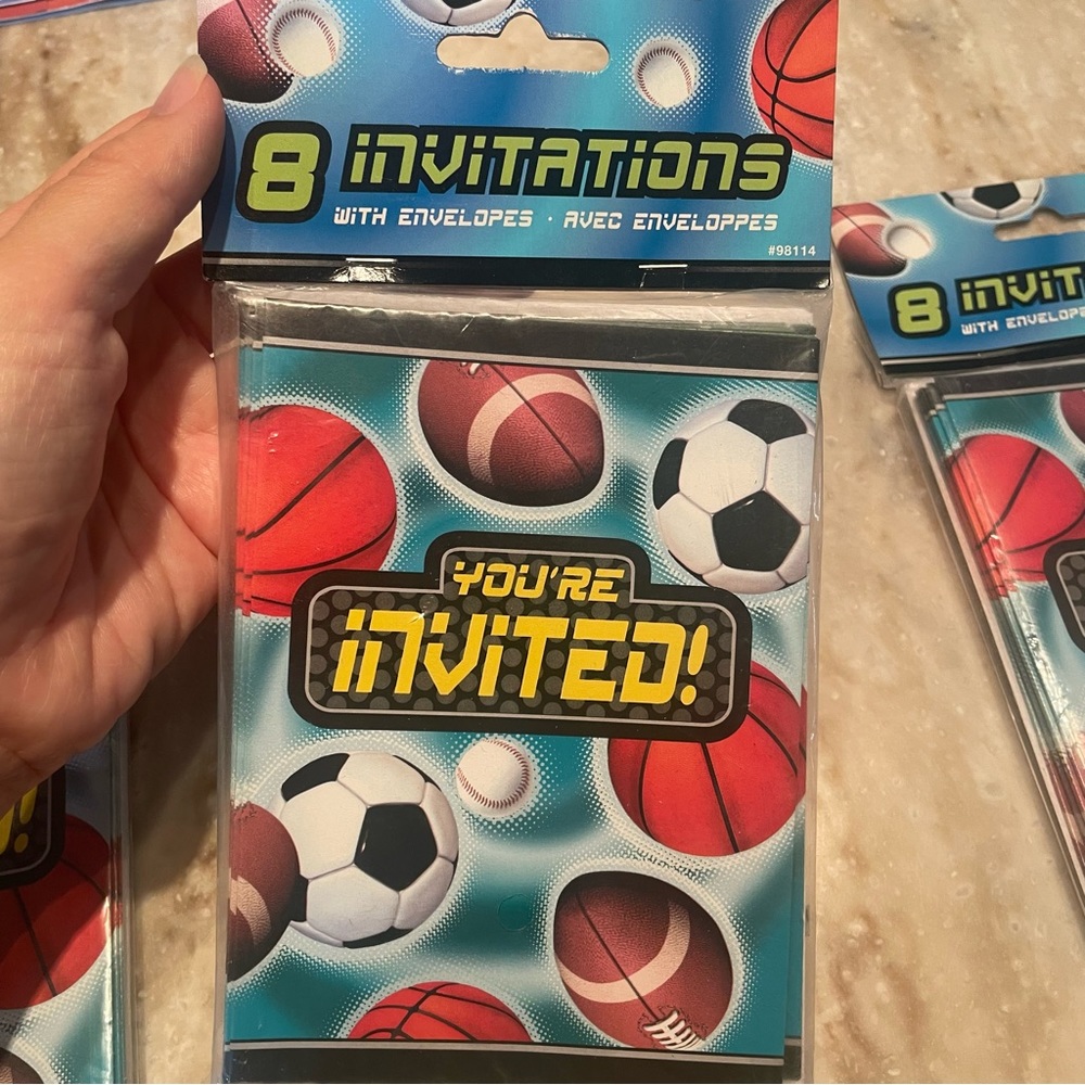 ⭐️ 24 Sports Party Invites 🏀 🏈 ⚽️ - NEW 📨